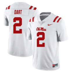 Jaxson Dart Ole Miss Rebels Football White Away Stitched Jersey