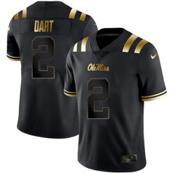 Jaxson Dart Ole Miss Rebels Football Black Gold Stitched Jersey