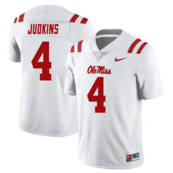Quinshon Judkins Ole Miss Rebels Football White Away Stitched Jersey
