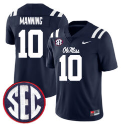 Eli Manning Ole Miss Rebels Football Navy Home Stitched Jersey w/ SEC Patch