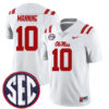 Eli Manning Ole Miss Rebels Football White Away Stitched Jersey w/ SEC Patch
