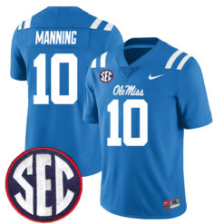 Eli Manning Ole Miss Rebels Football Powder Blue Alternate Stitched Jersey w/ SEC Patch