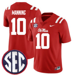 Eli Manning Ole Miss Rebels Football Red Alternate Stitched Jersey w/ SEC Patch