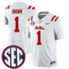 AJ Brown Ole Miss Rebels Football White Away Stitched Jersey w/ SEC Patch