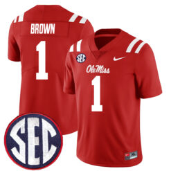 AJ Brown Ole Miss Rebels Football Red Alternate Stitched Jersey w/ SEC Patch