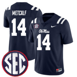 DK Metcalf Ole Miss Rebels Football Navy Home Stitched Jersey w/ SEC Patch