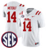 DK Metcalf Ole Miss Rebels Football White Away Stitched Jersey w/ SEC Patch