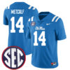 DK Metcalf Ole Miss Rebels Football Powder Blue Alternate Stitched Jersey w/ SEC Patch