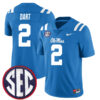 Jaxson Dart Ole Miss Rebels Football Powder Blue Alternate Stitched Jersey w/ SEC Patch