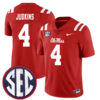 Quinshon Judkins Ole Miss Rebels Football Red Alternate Stitched Jersey w/ SEC Patch