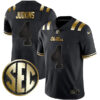 Quinshon Judkins Ole Miss Rebels Football Black Gold Stitched Jersey w/ SEC Patch