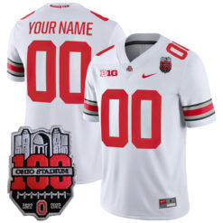 Custom Ohio State Buckeyes Football White Game Stitched Jersey w/ 100th Anniversary Patch