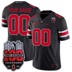 Custom Ohio State Buckeyes Football Black Game Stitched Jersey w/ 100th Anniversary Patch