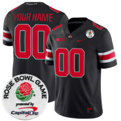 Custom Ohio State Buckeyes Football Black Game Stitched Jersey w/ Rose Bowl Patch