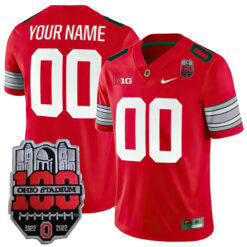 Custom Ohio State Buckeyes Football Scarlet Alternate Game Stitched Jersey w/ 100th Anniversary Patch