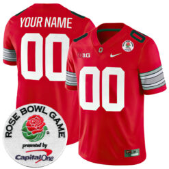 Custom Ohio State Buckeyes Football Scarlet Alternate Game Stitched Jersey w/ Rose Bowl Patch