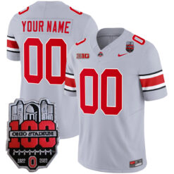 Custom Ohio State Buckeyes Football Grey Game Stitched Jersey w/ 100th Anniversary Patch