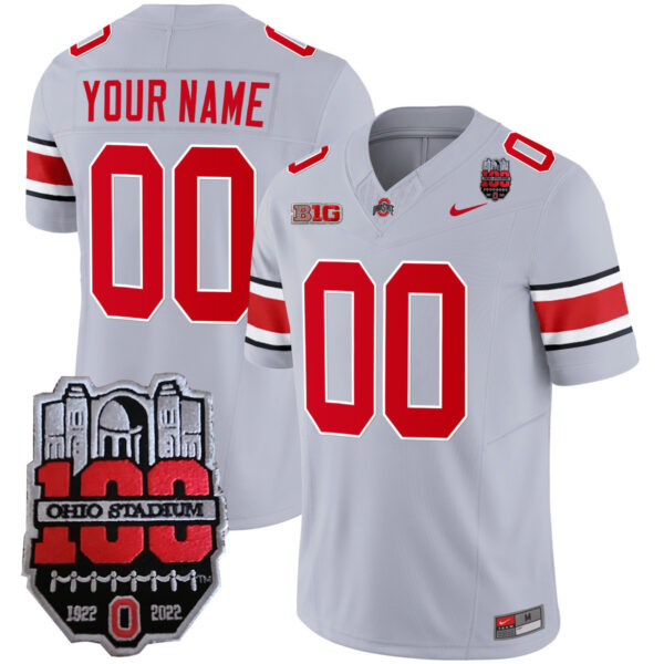 Custom Ohio State Buckeyes Football Grey Game Stitched Jersey w/ 100th Anniversary Patch