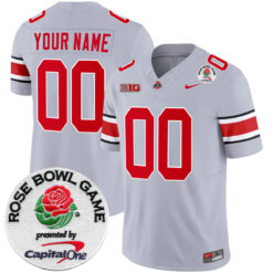 Custom Ohio State Buckeyes Football Grey Game Stitched Jersey w/ Rose Bowl Patch