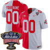 Custom Ohio State Buckeyes Football Scarlet Grey Split Stitched Jersey w/ Allstate Sugar Bowl Patch