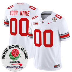 Custom Ohio State Buckeyes Football White Vapor F.U.S.E Limited Stitched Jersey w/ Rose Bowl Patch