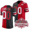 Custom Ohio State Buckeyes Football Scarlet Black Split 2024 CFP Champions Stitched Jersey