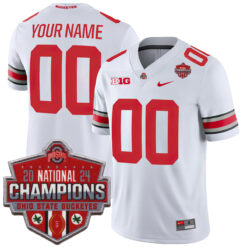 Custom Ohio State Buckeyes Football White Game 2024 CFP Champions Stitched Jersey