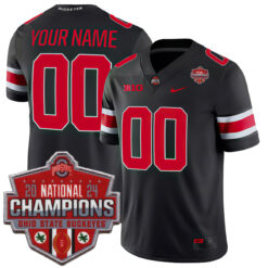 Custom Ohio State Buckeyes Football Black Game 2024 CFP Champions Stitched Jersey