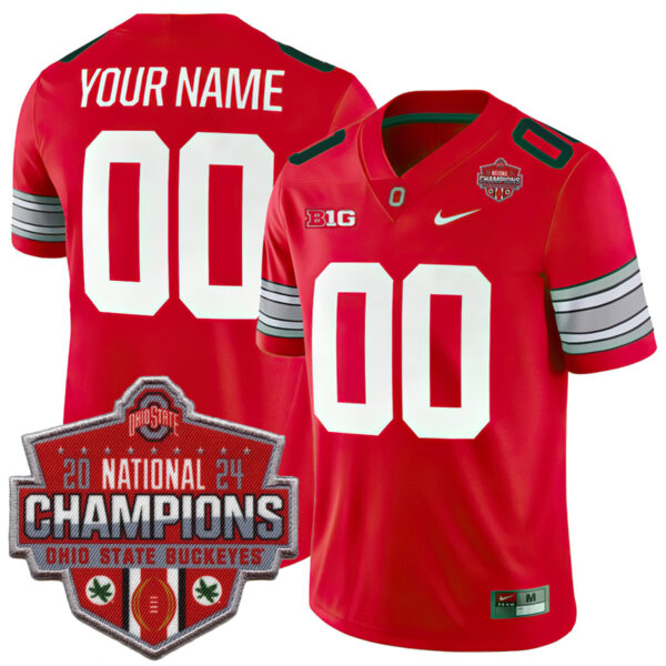 Custom Ohio State Buckeyes Football Scarlet Alternate Game 2024 CFP Champions Stitched Jersey