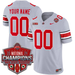 Custom Ohio State Buckeyes Football Grey Game 2024 CFP Champions Stitched Jersey