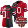 Custom Ohio State Buckeyes Football Scarlet Black Split 2024 CFP Champions Stitched Jersey