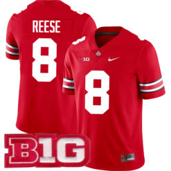 Arvell Reese Ohio State Buckeyes Football Scarlet Game Stitched Jersey w/ B1G Patch