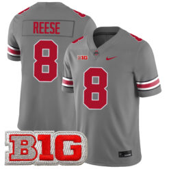 Arvell Reese Ohio State Buckeyes Football Grey Game Stitched Jersey w/ B1G Patch