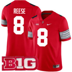 Arvell Reese Ohio State Buckeyes Football Scarlet Alternate Stitched Jersey w/ B1G Patch