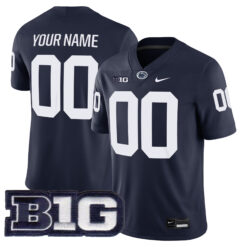 Custom Penn State Nittany Lions Football Navy Game Stitched Jersey w/ B1G Patch