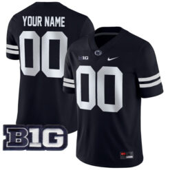 Custom Penn State Nittany Lions Football Black Game Stitched Jersey w/ B1G Patch