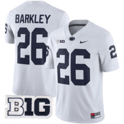 Saquon Barkley Penn State Nittany Lions Football White Away Stitched Jersey w/ B1G Patch