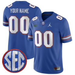 Custom Florida Gators Football Royal Blue Home Stitched Jersey w/ SEC Patch