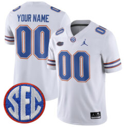 Custom Florida Gators Football White Away Stitched Jersey w/ SEC Patch