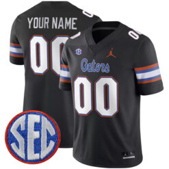 Custom Florida Gators Football Black Alternate Stitched Jersey w/ SEC Patch