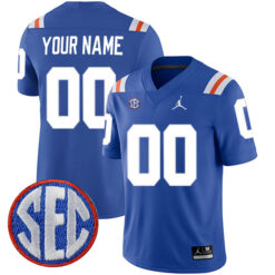 Custom Florida Gators Football Royal Blue Throwback Stitched Jersey w/ SEC Patch