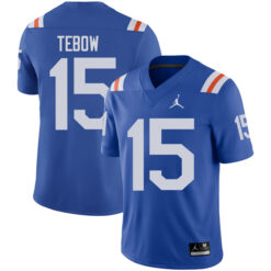 Tim Tebow Florida Gators Football Royal Throwback Stitched Jersey