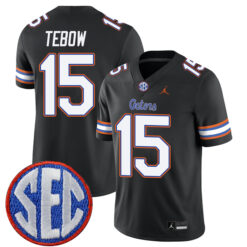 Tim Tebow Florida Gators Football Black Alternate Stitched Jersey w/ SEC Patch