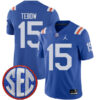 Tim Tebow Florida Gators Football Royal Throwback Stitched Jersey w/ SEC Patch