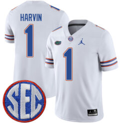 Percy Harvin Florida Gators Football White Away Stitched Jersey w/ SEC Patch