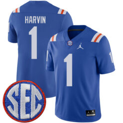 Percy Harvin Florida Gators Football Royal Throwback Stitched Jersey w/ SEC Patch