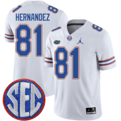 Aaron Hernandez Florida Gators Football White Away Stitched Jersey w/ SEC Patch