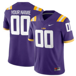 Custom LSU Tigers Football Purple Game Stitched Jersey