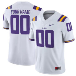 Custom LSU Tigers Football White Game Stitched Jersey