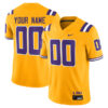 Custom LSU Tigers Football Gold Alternate Game Stitched Jersey